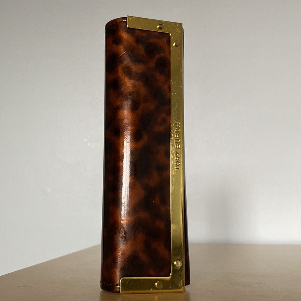 Tory Burch Magnetic Animal Print Leopard Goldtoned Glasses/Sunglasses Case